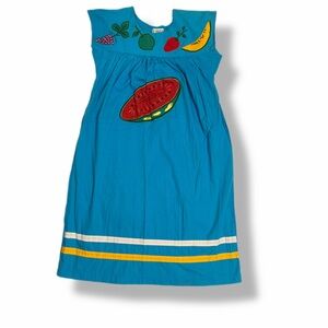 Vintage - Cactus Exportación Fruit Appliqué Mexican Folk Art Dress M 100% Cotton